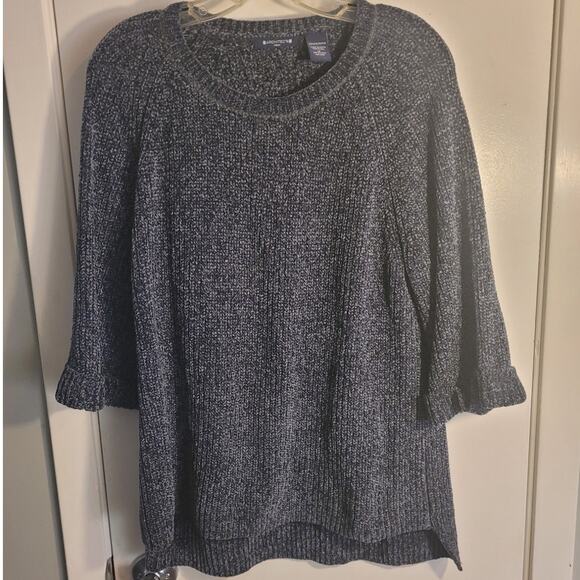 ARCHITECT Womens Black White Speckled Sweater Sz 1X 3/4 Cuffed Sleeves Hugge - Picture 8 of 10